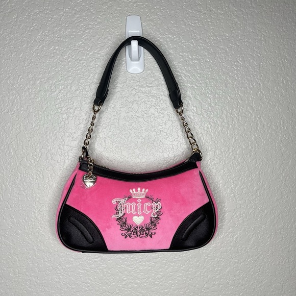 NWT NEW Juicy Couture Hot Pink Heritage Shoulder Bag Y2K Preppy Crown - Picture 1 of 8